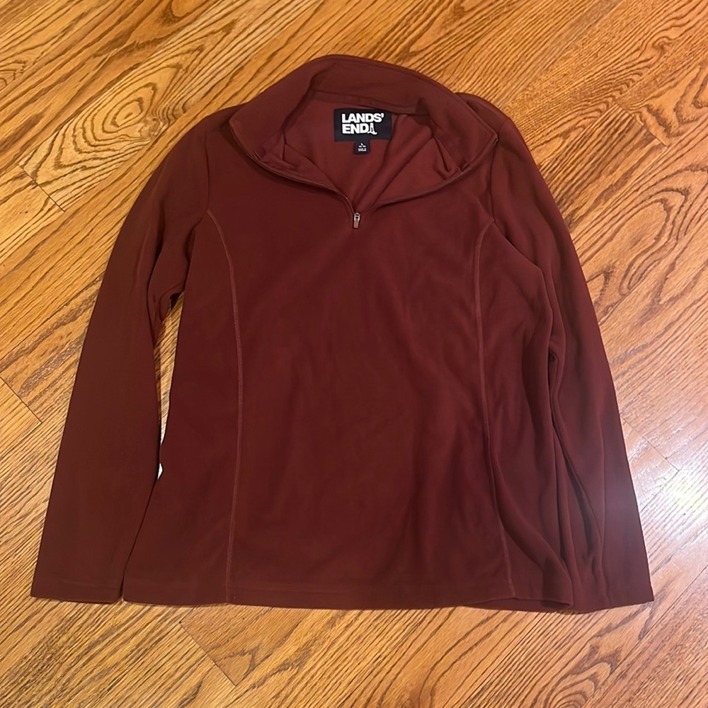 Lands’ End Woman’s Maroon Fleece Sweatshirt Size L (14-16)